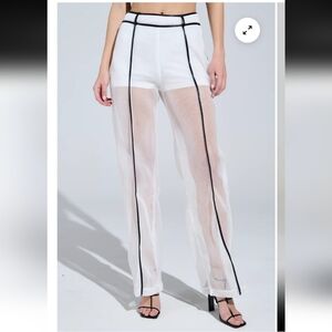 White Mesh Pants with Black Trim